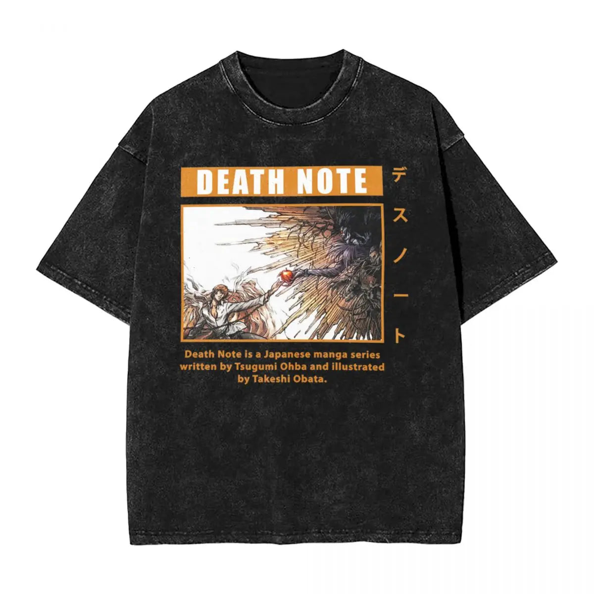 L Lawlet Japanese Death Note Anime T Shirts Hip Hop Washed Cotton Street T-Shirt Vintage Men Tops Streetwear Summer Tee Shirt