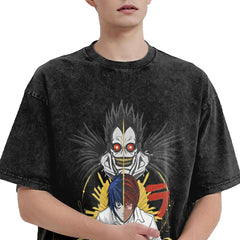 Harajuku Washed Shirt Death Horror Note Merch Fashion T-Shirts Streetwear Short Sleeve Summer Tee Shirt