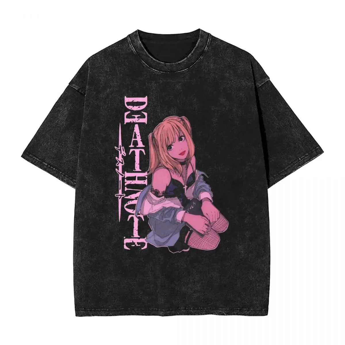 L Lawlet Japanese Death Note Anime T Shirts Hip Hop Washed Cotton Street T-Shirt Vintage Men Tops Streetwear Summer Tee Shirt
