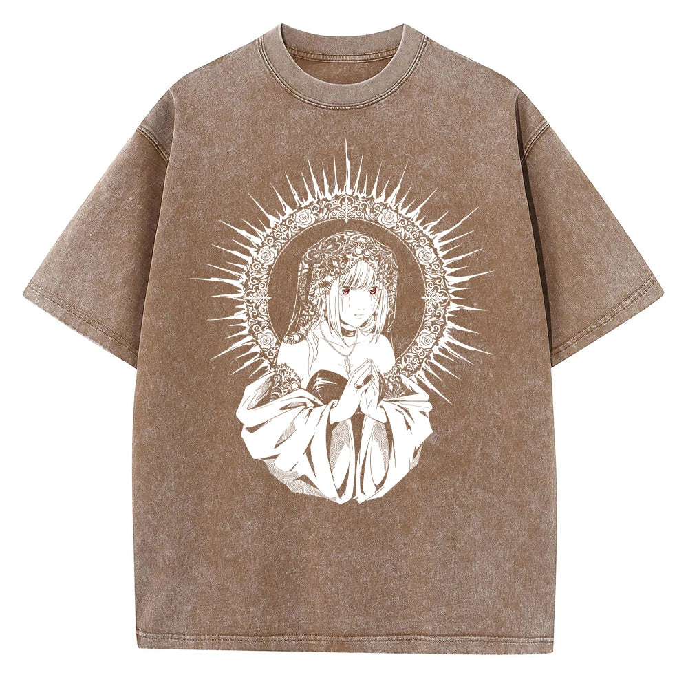 Harajuku Vintage Washed T Shirts Death Note Anime Graphic Printing T Shirt Oversize Cotton Fashion Streetwear Unisex Top Tee