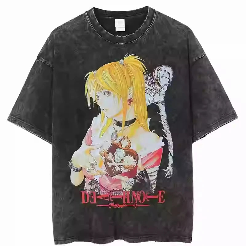 Death Note Washed Distressed Casual Luxury Couple Tees