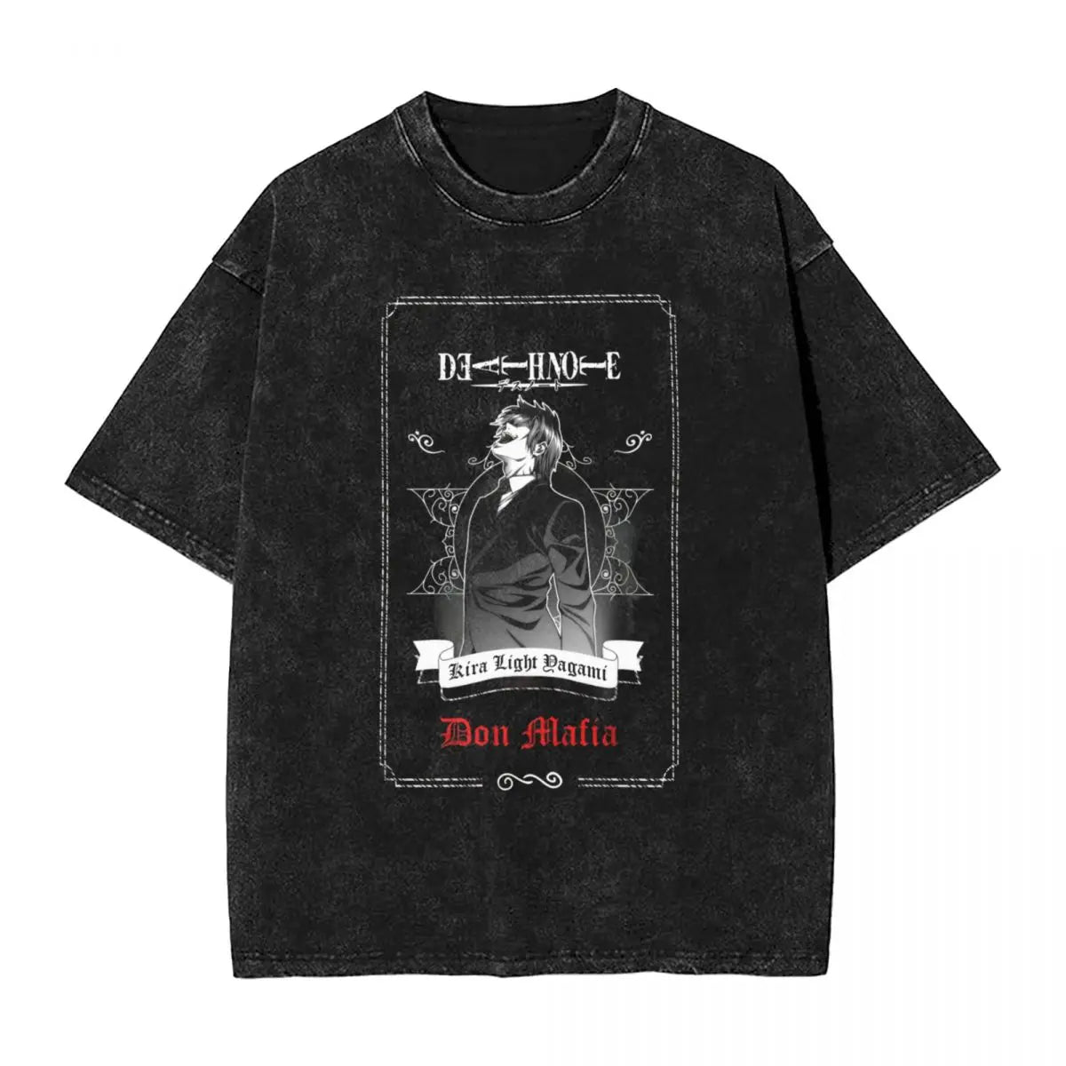 L Lawlet Japanese Death Note Anime T Shirts Hip Hop Washed Cotton Street T-Shirt Vintage Men Tops Streetwear Summer Tee Shirt