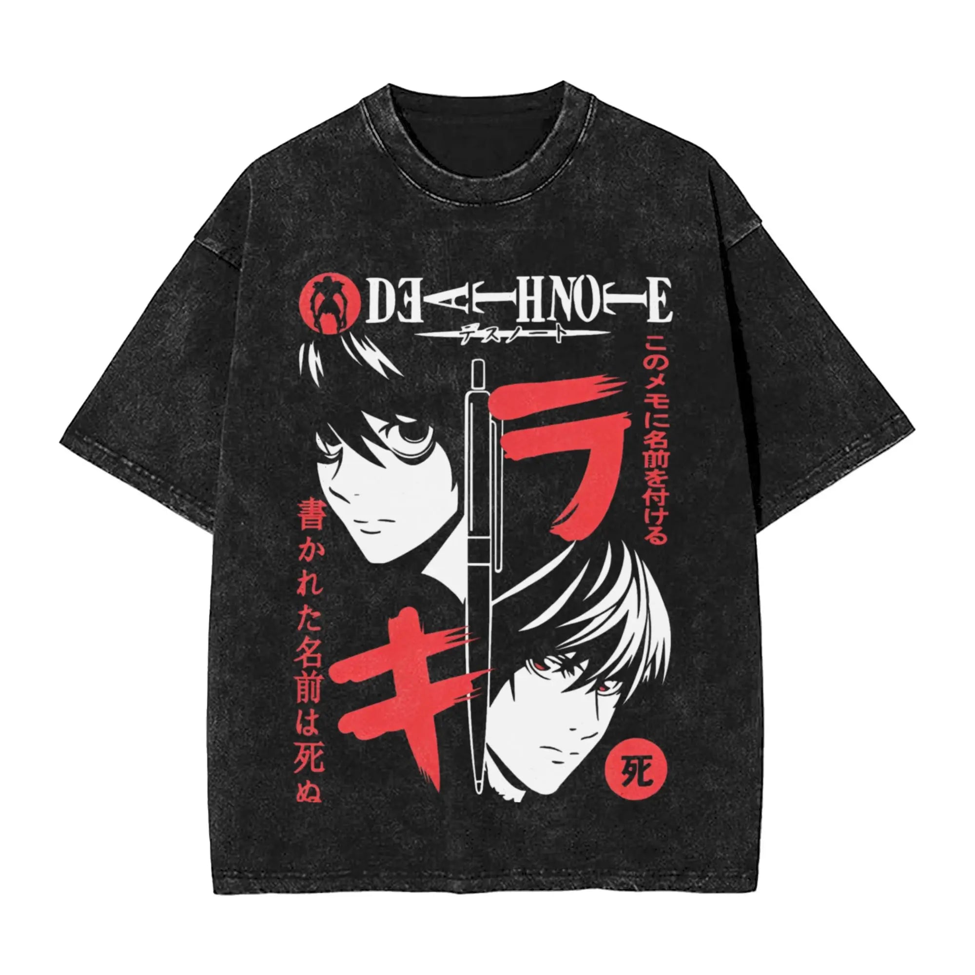 Harajuku Washed Shirt Death Horror Note Merch Fashion T-Shirts Streetwear Short Sleeve Summer Tee Shirt