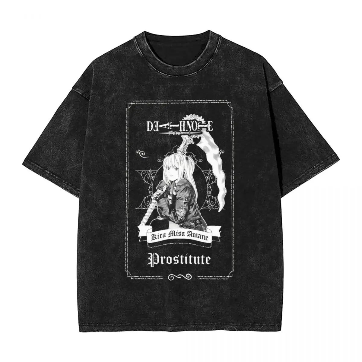 L Lawlet Japanese Death Note Anime T Shirts Hip Hop Washed Cotton Street T-Shirt Vintage Men Tops Streetwear Summer Tee Shirt