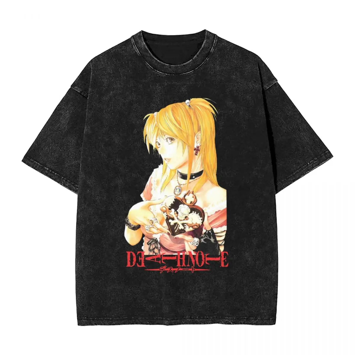 L Lawlet Japanese Death Note Anime T Shirts Hip Hop Washed Cotton Street T-Shirt Vintage Men Tops Streetwear Summer Tee Shirt