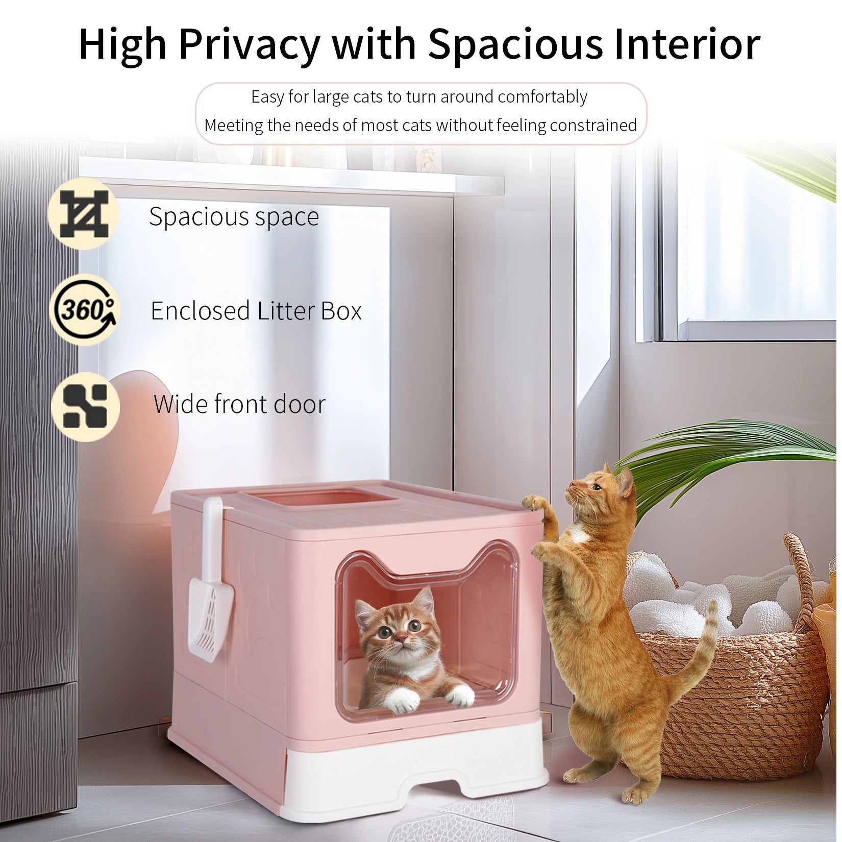 Foldable Self-Cleaning Enclosed Cat Litter Box Tray