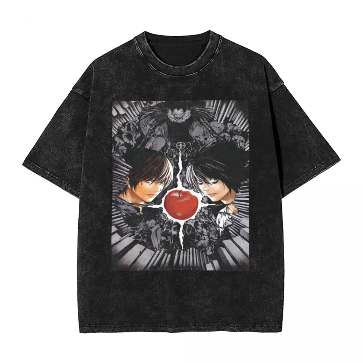 L Lawlet Japanese Death Note Anime T Shirts Hip Hop Washed Cotton Street T-Shirt Vintage Men Tops Streetwear Summer Tee Shirt