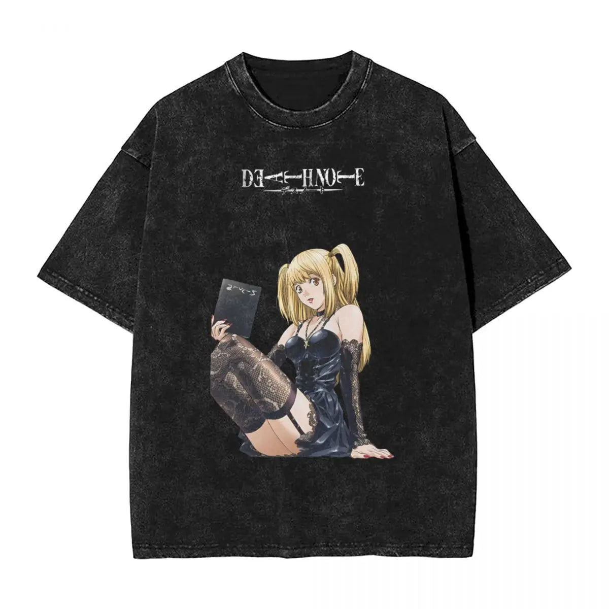 L Lawlet Japanese Death Note Anime T Shirts Hip Hop Washed Cotton Street T-Shirt Vintage Men Tops Streetwear Summer Tee Shirt