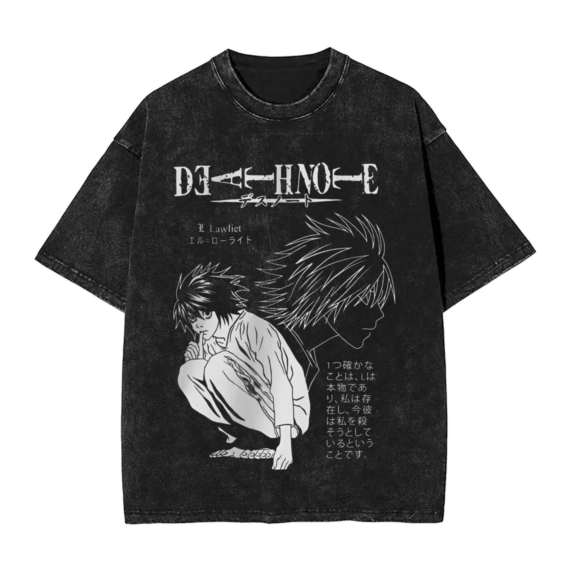 Harajuku Washed Shirt Death Horror Note Merch Fashion T-Shirts Streetwear Short Sleeve Summer Tee Shirt