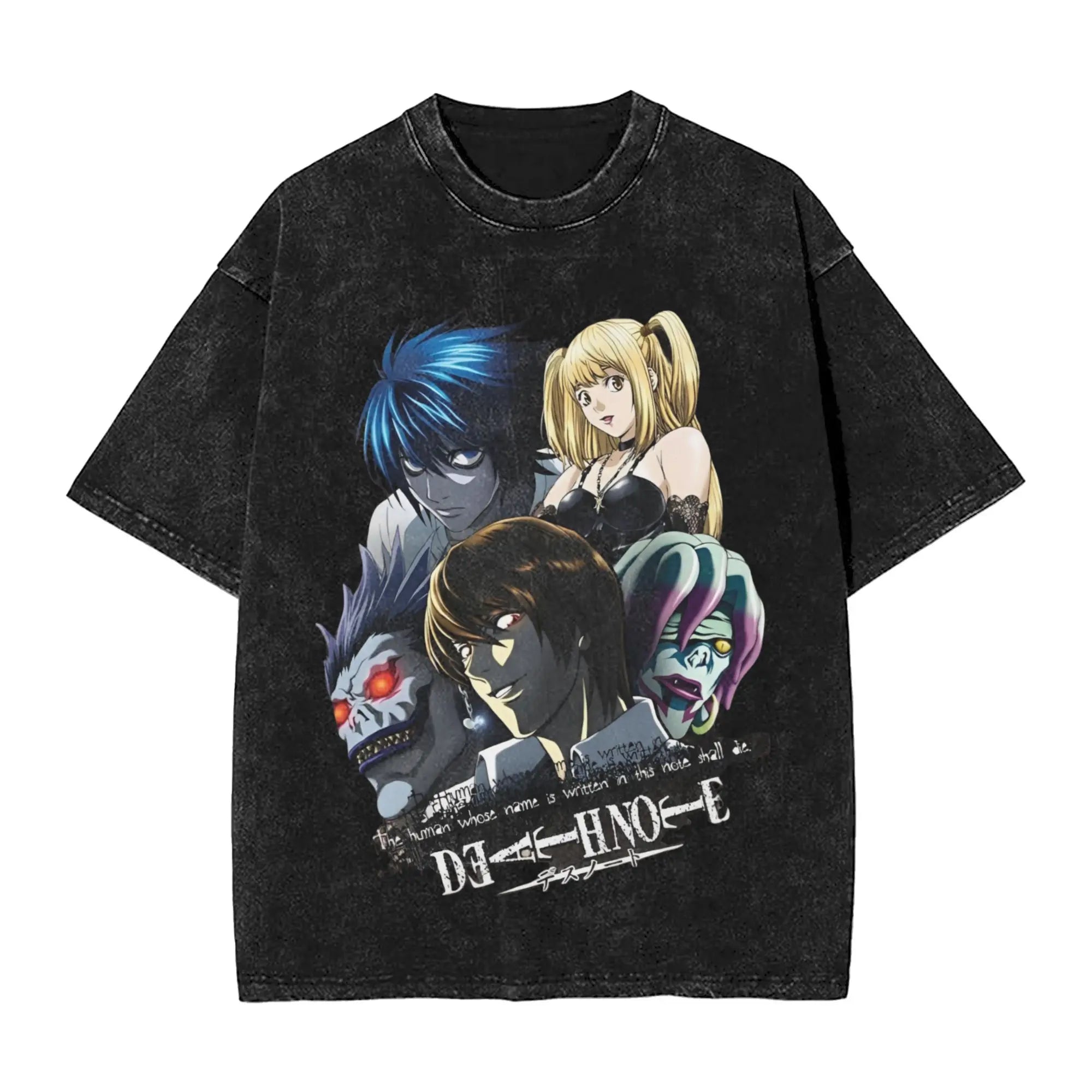 Harajuku Washed Shirt Death Horror Note Merch Fashion T-Shirts Streetwear Short Sleeve Summer Tee Shirt