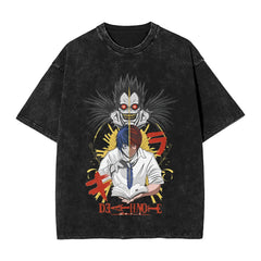 Harajuku Washed Shirt Death Horror Note Merch Fashion T-Shirts Streetwear Short Sleeve Summer Tee Shirt