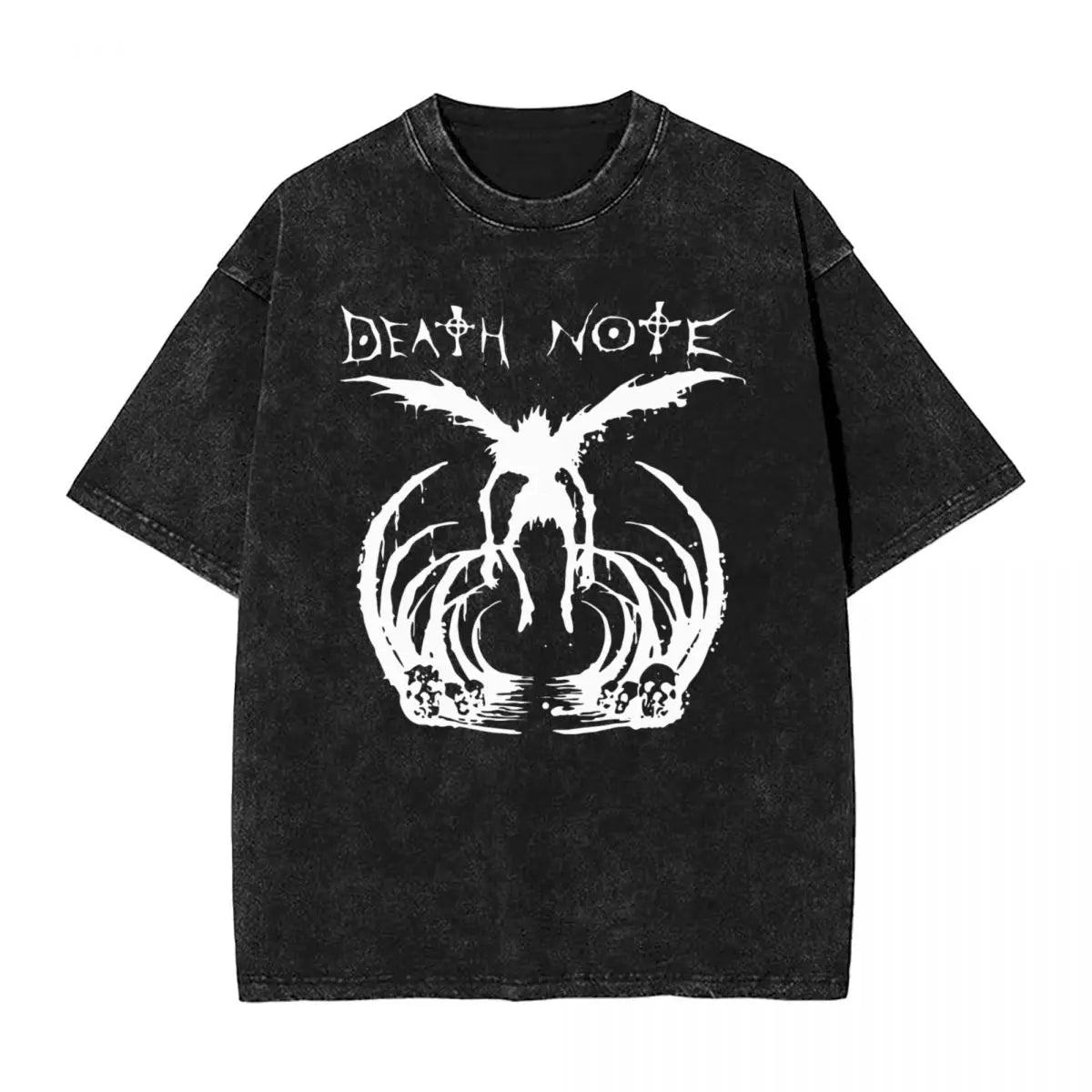 L Lawlet Japanese Death Note Anime T Shirts Hip Hop Washed Cotton Street T-Shirt Vintage Men Tops Streetwear Summer Tee Shirt