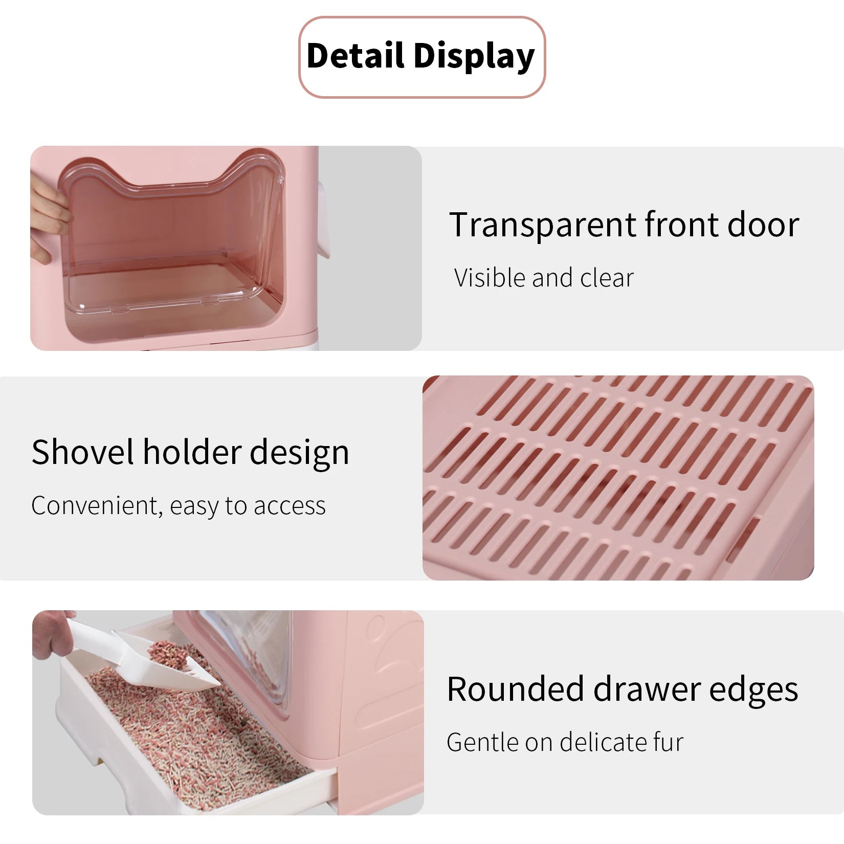 Foldable Self-Cleaning Enclosed Cat Litter Box Tray