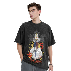 Harajuku Washed Shirt Death Horror Note Merch Fashion T-Shirts Streetwear Short Sleeve Summer Tee Shirt